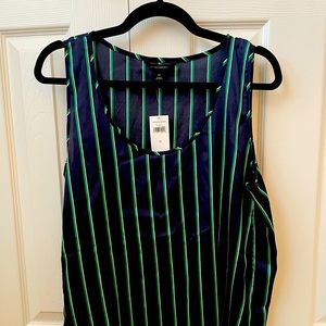 Navy Women’s Banana Republic Sleeveless Blouse With Green and White stripes